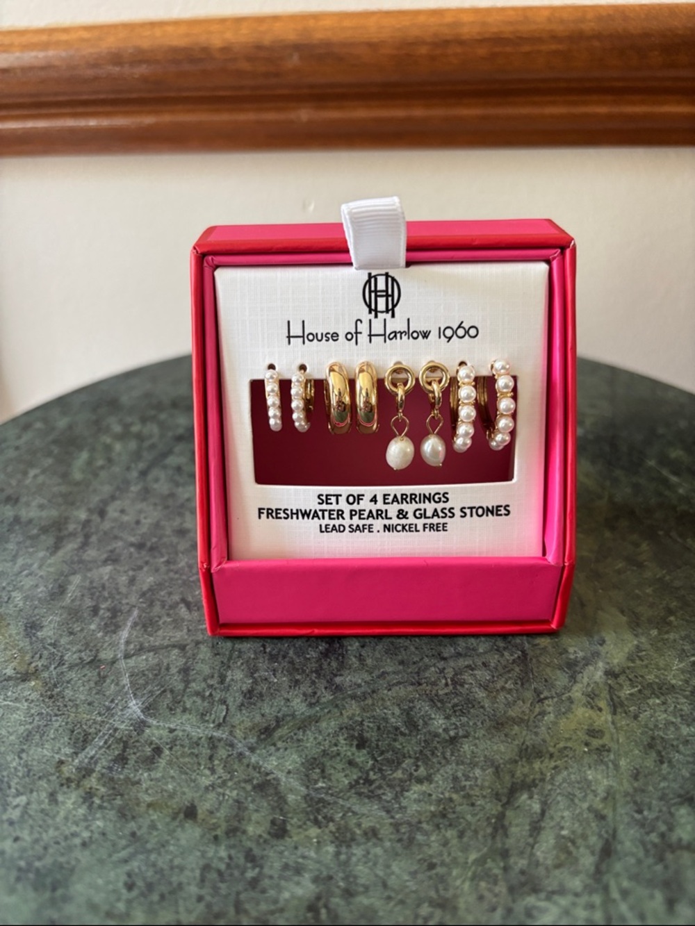 House of Harlow 1960 Gold and Pearl Earring Set